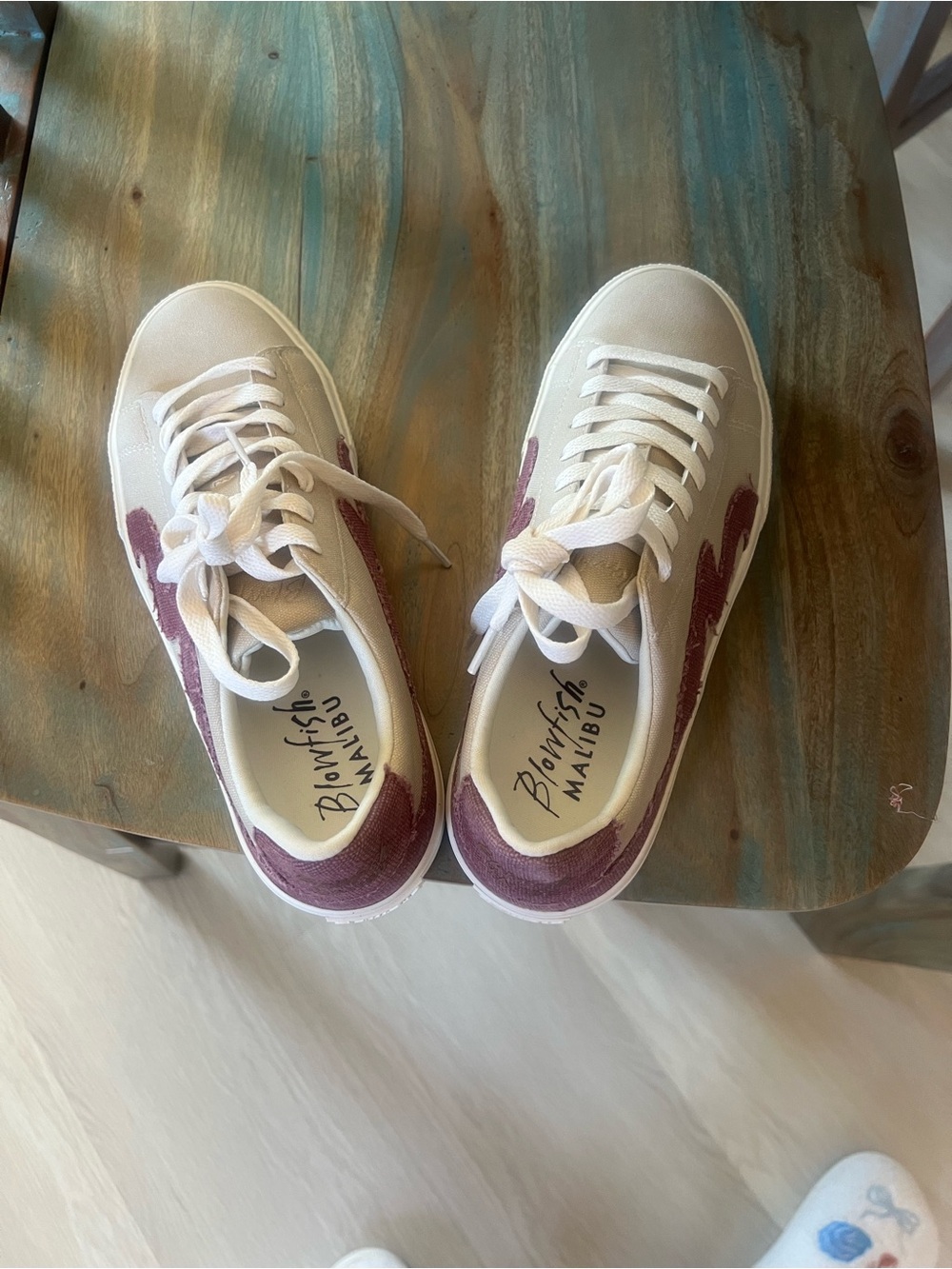 Blowfish White Sneakers with Dusty Mauve Side Panels